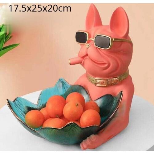 Box Animals Money Bank Pug Storage Box Home Kitchen Living Room Decoration Bulldog Figurine Basket Tray Indoor Plant Basket