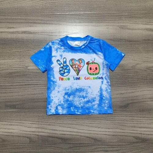Summer Boys Peace and Love Short Sleeve T shirt Kids Blue Tie Dyed Top