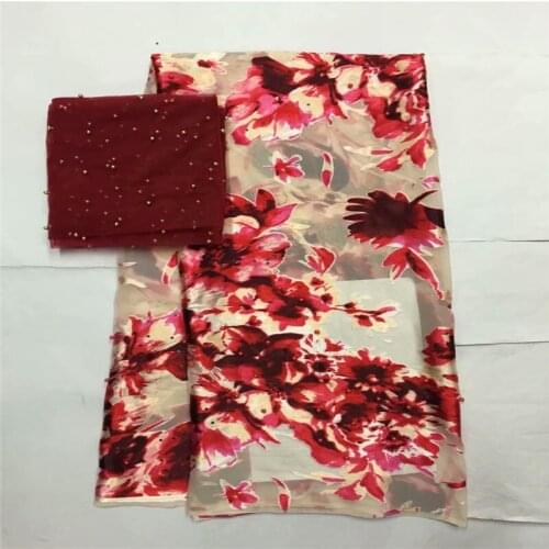 LX!High Quality African Silk Chiffon Printed Fabric For Ladies To Wear Soft And Comfortable Printed Silk Fabric! F32809