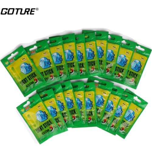 Goture 100pcs/lot Light Stick Fishing Fluorescent Lights Chemical Luminous Fishing Glow Sticks in Green Color