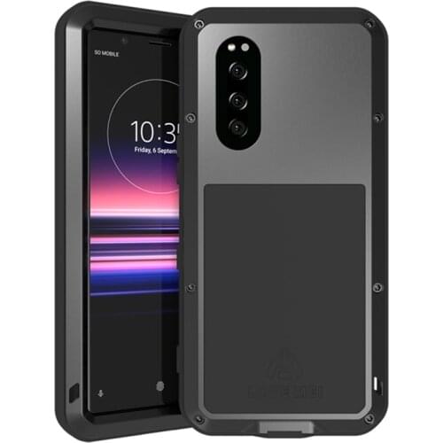 Love Mei Metal Case For Sony Xperia 5 Armor Shockproof Phone Cover For Sony Xperia 5 (6.1 Inch) Rugged Full Body Anti-fall Case