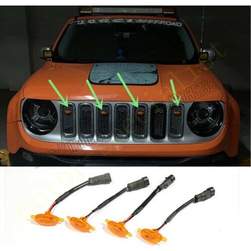 NEW For Jeep Renegade 2015-2021 Front Grille LED Light Raptor Grill Trim Cover 4PCS car accessories