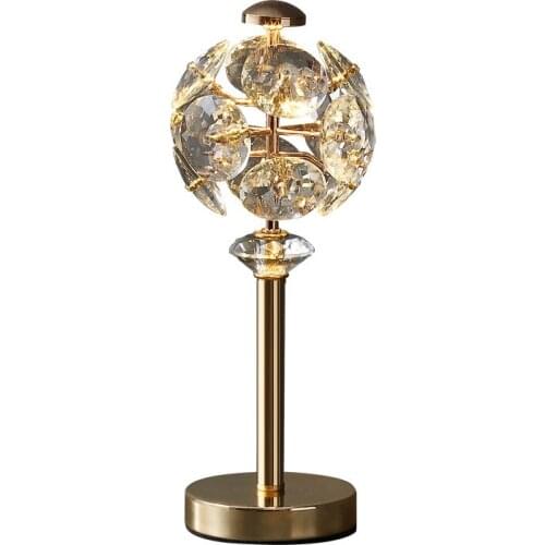 Postmodern Minimalist Bedroom Bedside Lamps, New Living Room Creative Lamps, Study Room Entrance Metal Crystal Table Lamps