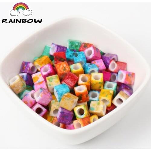 Coloure Mixed Acrylic Cube Spacer Beads For jewelry Making DIY 7mm 100pcs