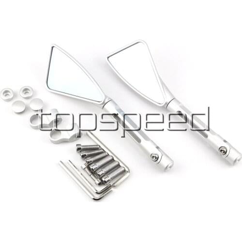 Silver Motorcycle Side Rearview Mirrors For Honda Suzuki Kawasaki Yamaha KTM Buell Ducati Buell Aprilia Triumph