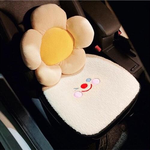 Winter Autumn Plush Universal Cute Cartoon Smile Fashion Lamb Wool Car Seat Cushion Car Interior Ornaments