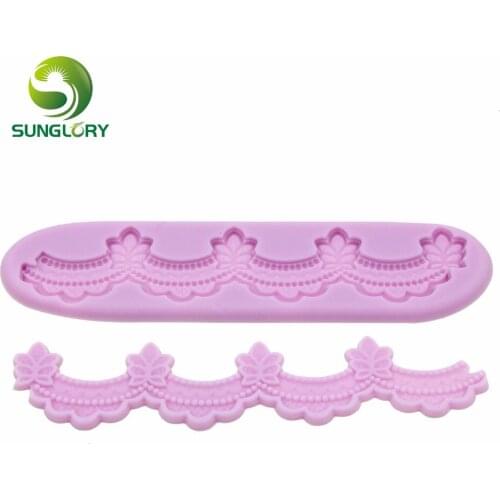 Silicone Fondant Molds Wave Various Flower Pattern Sugar Lace Mold Kitchen Lace Border Decorative Silicone Lace Mat Cake Lace