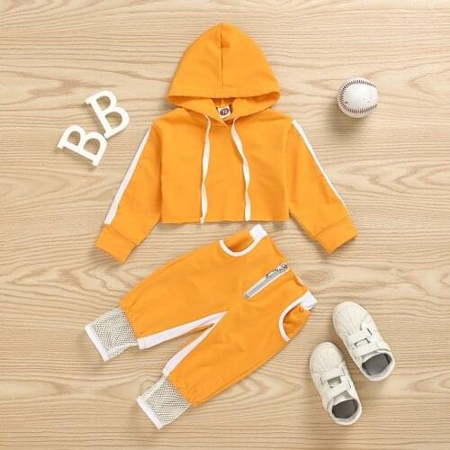 0-24M Toddler Infant Baby Girls Sport Clothes Hood Crop Tops Pants Tracksuit Outfit