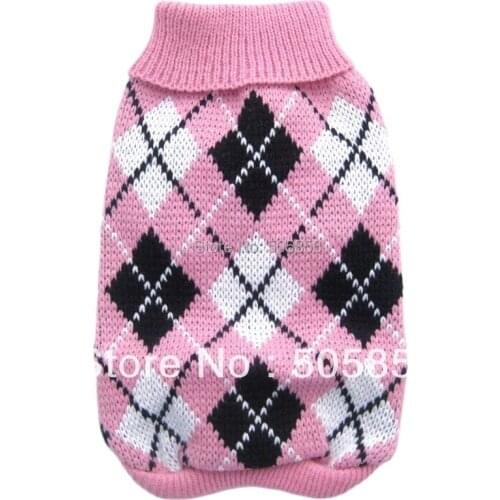 Dog Cat Argyle Sweater Hoodie Pet Puppy Coat Jacket Autumn/Winter Apparel 5 Colours 6 Sizes