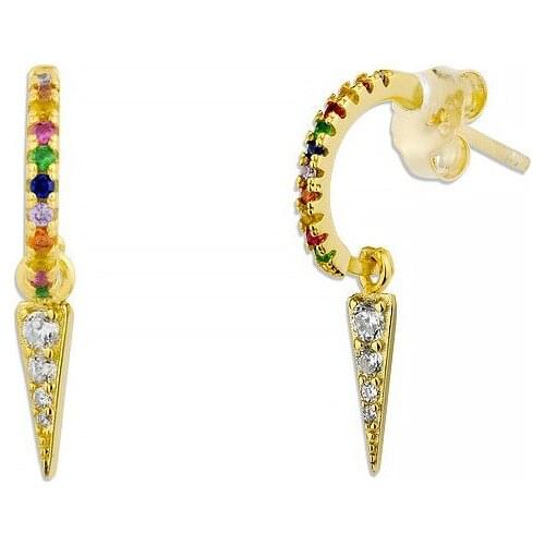 DARK DIAMOND-earrings Tusk with zircons in 925 sterling silver plated in 18 carat gold