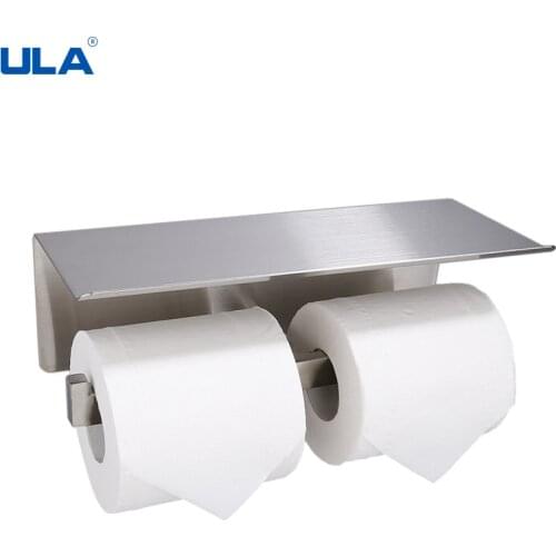ULA Stainless Steel Paper Towel Holder Punch-Free Towel Rack Wall Mounted Dual Use Roll Paper Stand for Bathroom Kitchen