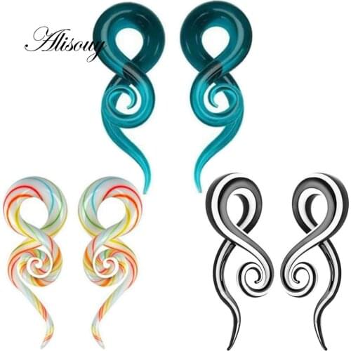 Alisouy 1 pair 5/6/8/10/12mm Ear Stretchers Plugs and Tunnels Piercing Tunnels Ear Gauges beauty Glasses nail ear jewelry women