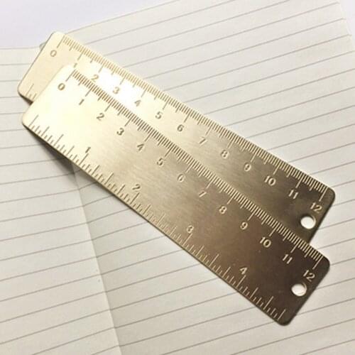 Vintage Brass drafting ruler teaching tool mini bookmark cm&inch 12cm maximum scale 30g/pc nice gift for students