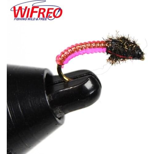 Wifreo 10PCS 12# New shelves Pink Larva Nymph Fly Trout Fly Fishing Lures