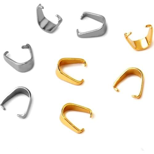 REGELIN 100pcs/lot 6x7mm Stainless Steel Pendant Clips Clasps Pinch Clip Bail Beads Pendant Connectors for Necklace DIY Jewelry