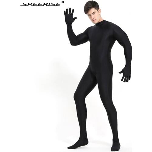 SPEERISE Black Spandex Zentai Full Body Skin Tight Jumpsuit Unisex Zentai Suit Bodysuit Costume for Women Unitard Lycra Dancewea