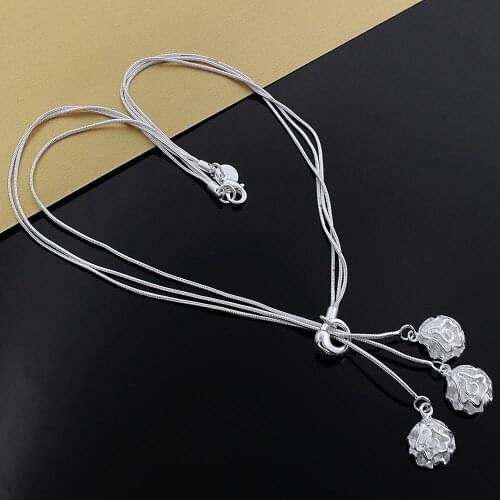 Hot Fashion romantic Rose Flower chain 925 Sterling Silver Necklaces for woman Classic Jewelry wedding Party Christmas Gifts