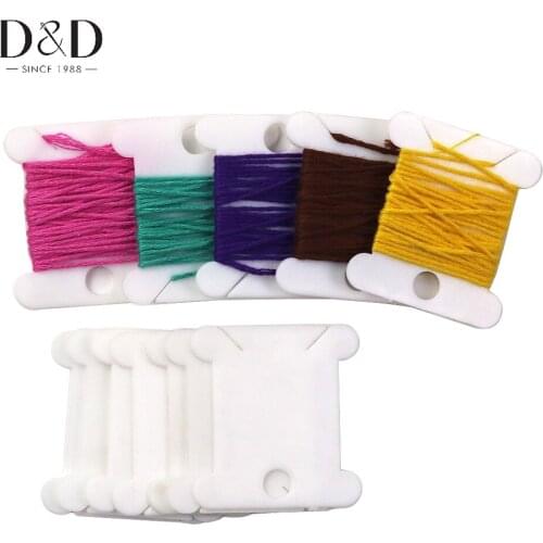 150pcs Plastic White Thread Bobbins Spool for Storage Holder Cross Stitch Embroidery Floss Card Sewing Tools