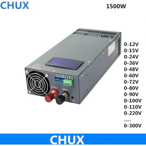 1500W Switching Power Supply display 0-12V Adjustable 15V 24V 36V 48V 60V 72V 80V 90V 100V 110V 220v 300v AC DC Power Supplies