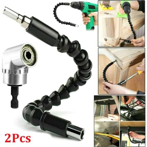 2pcs 105 Angle Drill Flexible Shaft Bit Kit Extension Screwdriver Bit Holder+Black Universal Flexible Shaft With Hexagon Rod Set
