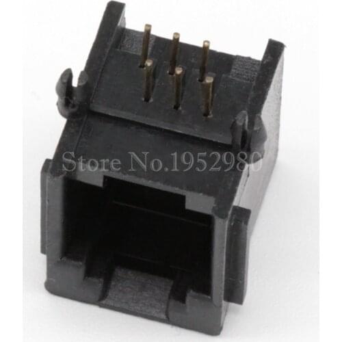 20PCS/LOT RJ11 RJ45 Phone Jack Ethernet Socket 6P6C 55A 6Pins Gold 15H with Brim Black