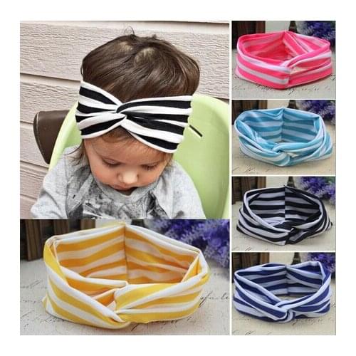 2016 Kids Elastic Stretchy Stripe Knot Turban Headband turban Cross Hearband Girls Headbands Hair Accessories