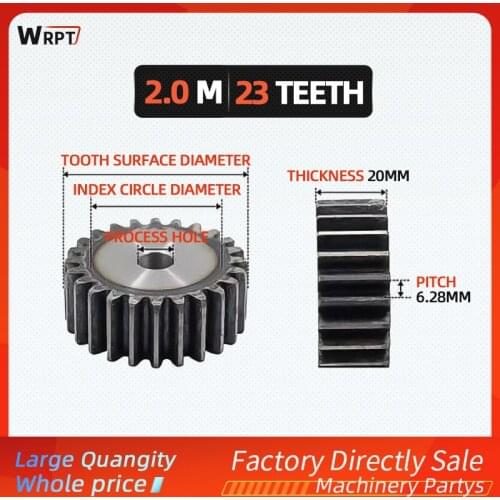 2M23Teeth 2mod gear pinion 23teeth blank hole spur gear precision machinery industry 45 steel gear pinion frequency harden