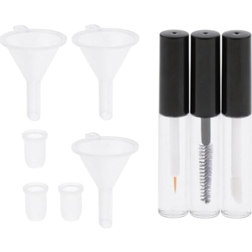 3 Packs Refillable Empty Lip Gloss Tubes Mascara Eyelash Growth Eyeliner Bottle Vials Containers with Wands Funnels