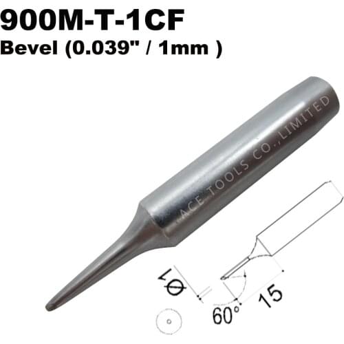 5 PCS Soldering Tip 900M-T-1CF Bevel 1mm for Hakko 936 907 Milwaukee M12SI-0 Radio Shack 64-053 Yihua 936 X-Tronics 3020 Iron