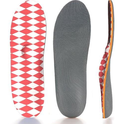 Red Printing Memory Foam Arch Supports Orthotics Shoe Inserts Relieve High Arch, Foot Pain For Women and Men Casual Shoes
