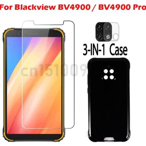3-in-1 Case + Camera Tempered Glass On For Blackview BV4900 Pro ScreenProtector Glass For Blackview BV4900 3D Glass