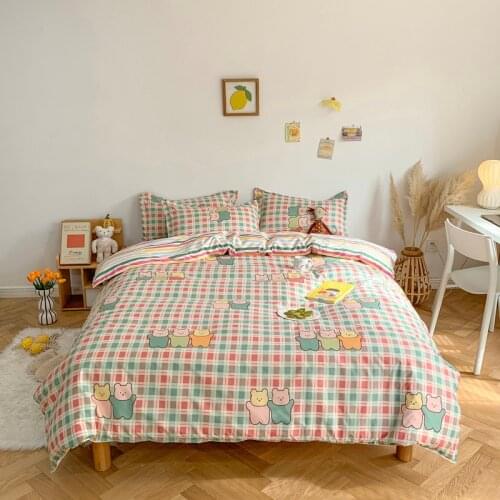 Color Grid Pattern Bedding Set,Duvet Cover Set 220x240 With Pillowcase ,200x200 Quilt Cover,King Queen Size Blanket Cover