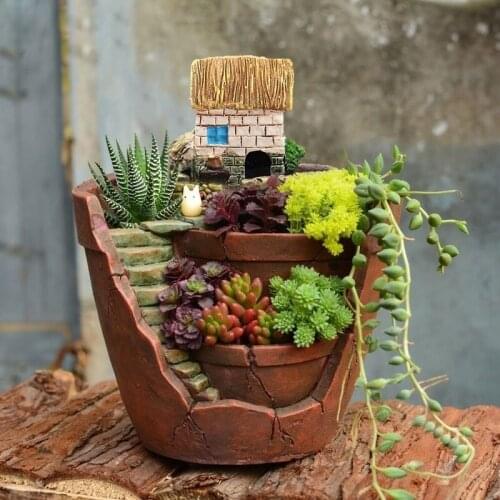Succulent Plants Planter Flowerpot Resin Flower Pot Desktop Potted Holder Home Garden Decoration Plants Holder Flower Bonsai Pot