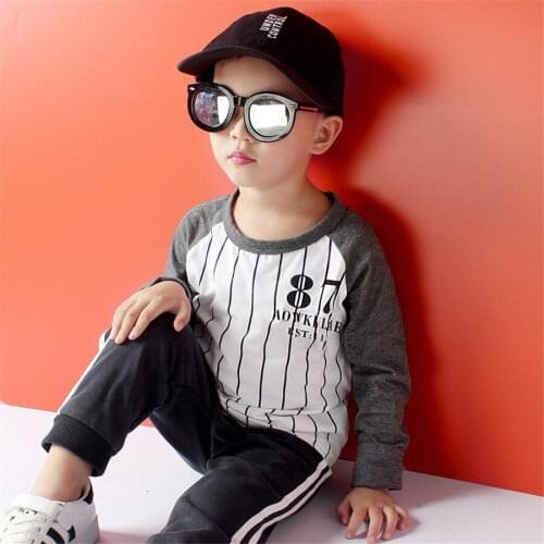 Childrens t-shirt boys tops striped long sleeve t shirt boys clothes 6-14Y toddler kids teenagers clothes school wear