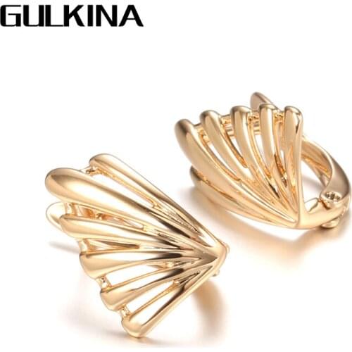 Gulkina Hot 585 Rose Gold Geometry Earrings For Women Fashion Glossy Dangle Earrings High Quality Daily Fine Jewelry