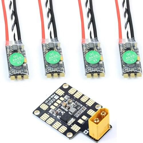 HAKRC BLHeli_32 35A 2-5S ESC DShot1200 Multishot Speed Controller Integrated LED with XT60 Dual BEC Power Distribution Board
