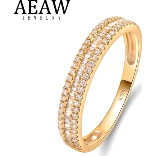 AEAW Real 10K 0.25ct 3 Rows Pave Setting Full Eternity Band Ring 14K Solid white Gold Diamond Wedding Engagement Ring
