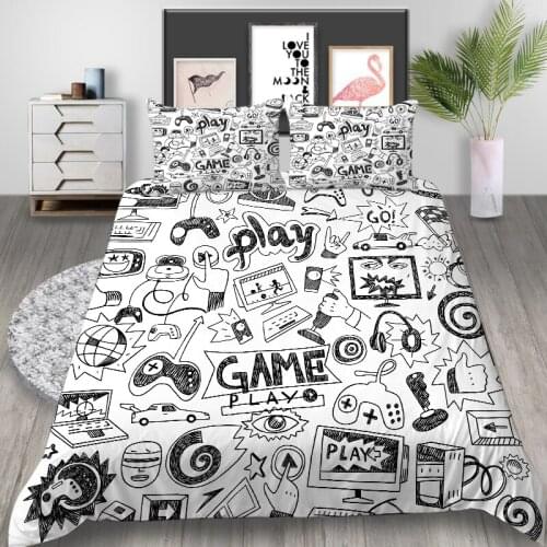 Thumbedding Game Bedding Set Fashionable Artistic Creative King Size Duvet Cover Queen White Twin Full Single Double Bed Set
