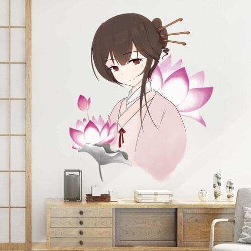 Creative Kawaii Room Decor Anime Girl Wall Stickers Home Living Room Decoration Teenager Aesthetic Art Decals Chinese Wallpaper