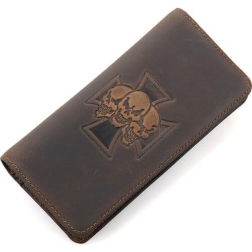 Mens Long Wallet Multifunctional Leather Wallet Personality Retro Card Bag Mens Handbag Clutch