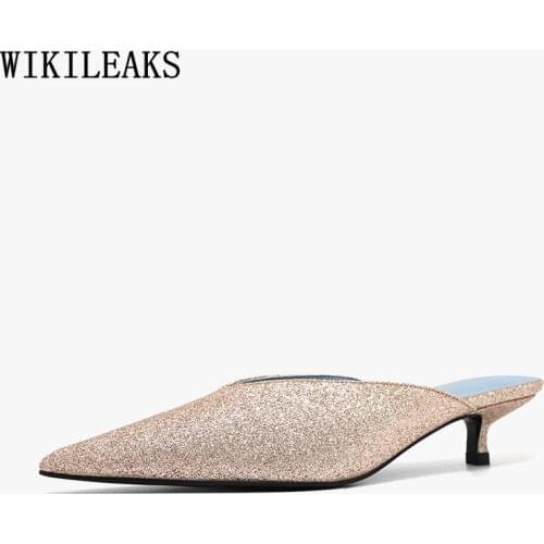 Mules Shoes Women Shoes New Arrival High Heels Shoes for Woman 2021 Fashion Pumps Summer Woman Sliders Shoes Women Kitten Heels