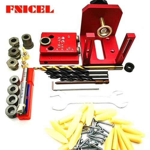 Pocket Hole Drill Guide Dowel Jig Woodworking Joinery Aluminum w/ Positioning Plate For Carpentry Tool Kit