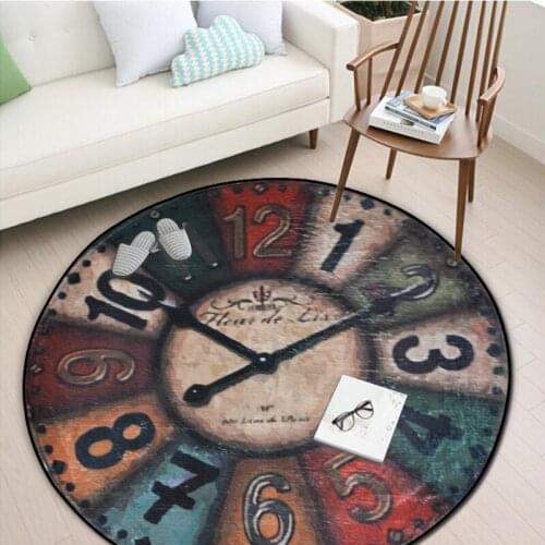 Wall Clock Print Chair Cushion Placemat Baby Crawling Mat Yoga Mat and Carpet Door Mat Home Decor Living Room Large Round Rug