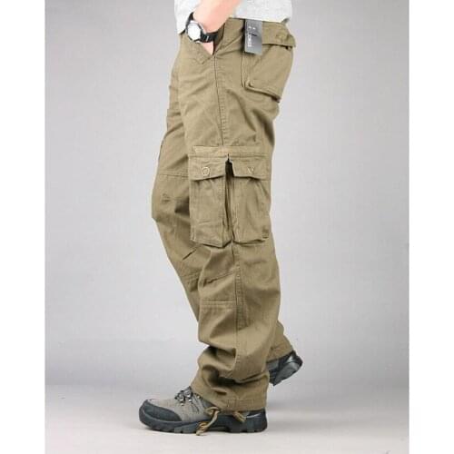 New Mens Military Loose Cargo Pants Man CASUAL PANTS More Pockets Trousers Outdoors Overalls Big Size 30-40