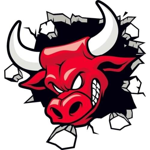 S50372# 13CM/15CM/17CM Personality PVC Decal Red Angry Bull Waterproof Car Sticker on Motorcycle Laptop Decorative Accessories