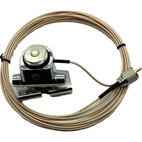 Silver Stainless Antenna Kit Mount Bracket Clip & 16.4ft UHF-NMO RC-316 Coaxial Copper core Extend Cable