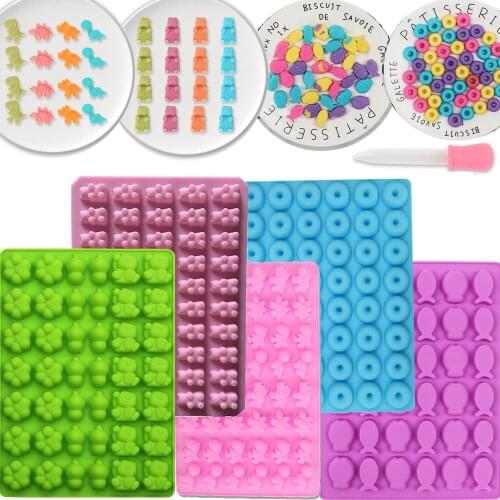 Bear donut gummy Candy Silicone molds chocolate dinosaur sugar form cake decoration tool with dropper diy cake candy