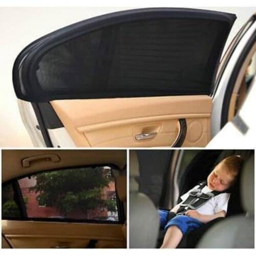 2Pcs Car Sun Visor Rear Side Window Sun Shade Mesh Fabric Sun Visor Shade Cover Shield UV Protector Black Auto Sunshade Curtain