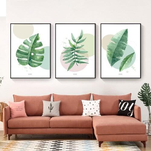 Modern Plant Fresh Green Leaves Poster Canvas Print Painting Wall Art Living Room Home Decoration
