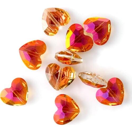 7x8mm Garment Beads glass crystal loose Beads heart Through hole White DIY Imitation Craft For Fashion Jewelry Making